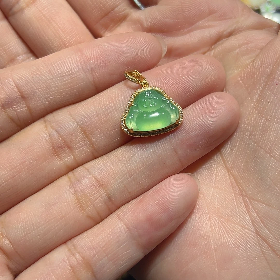 翡翠18K金镶嵌颈饰晴*吊坠