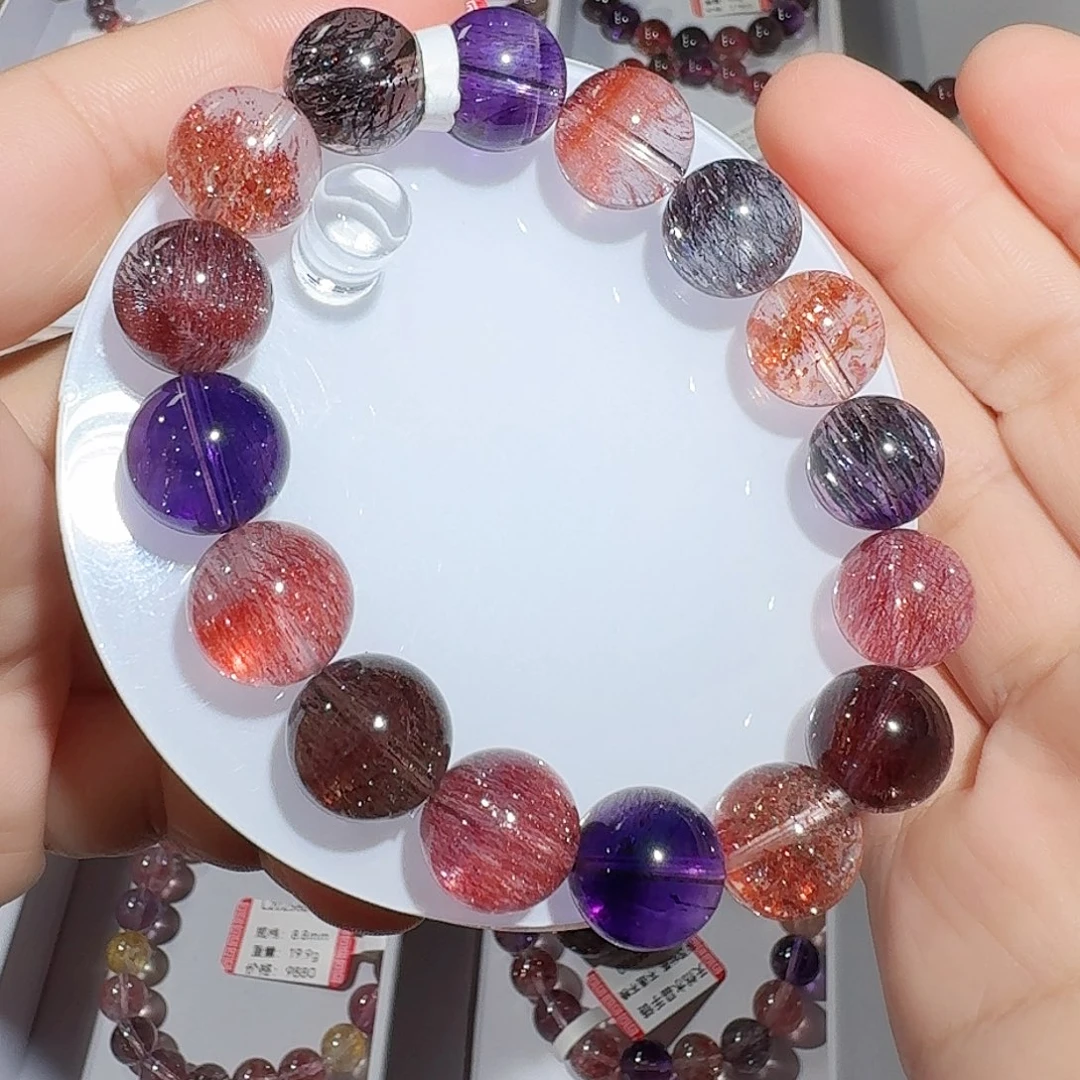 手链水晶未镶嵌12.8mm糖果超七手串