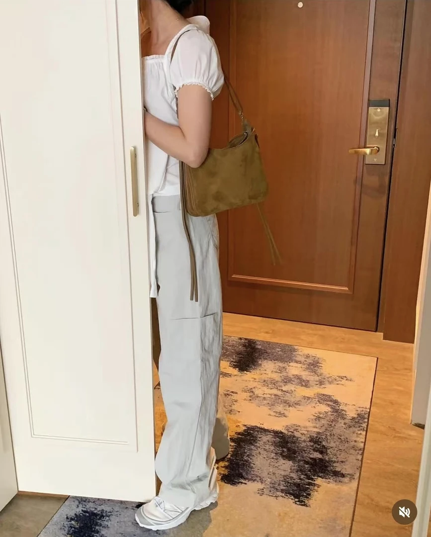 韩国东大门2025新款女装  704i  工装裤时尚休闲百搭白色女士宽松