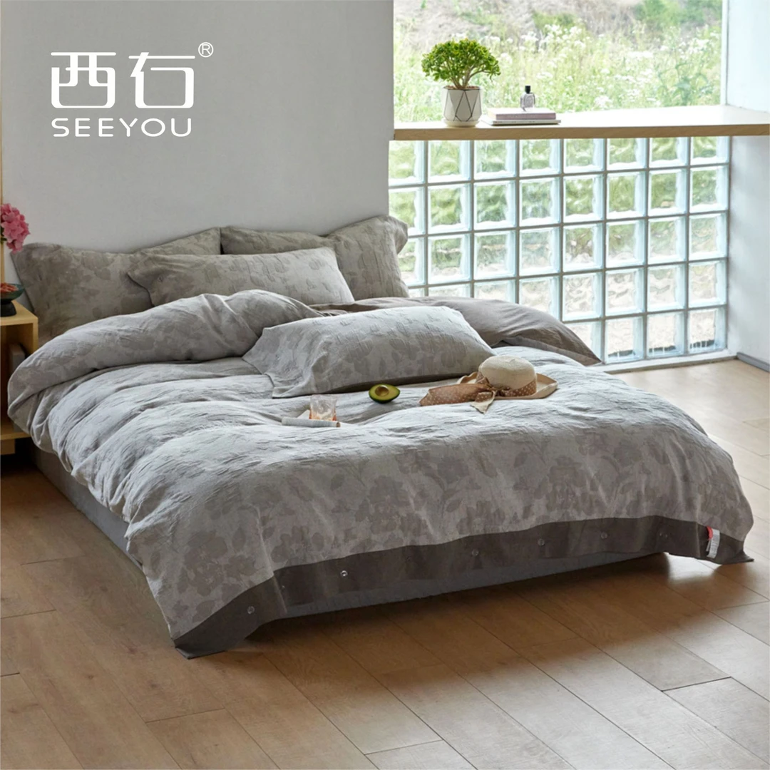 【花都】双层纱色织提花中古复古风柔软床品四件套