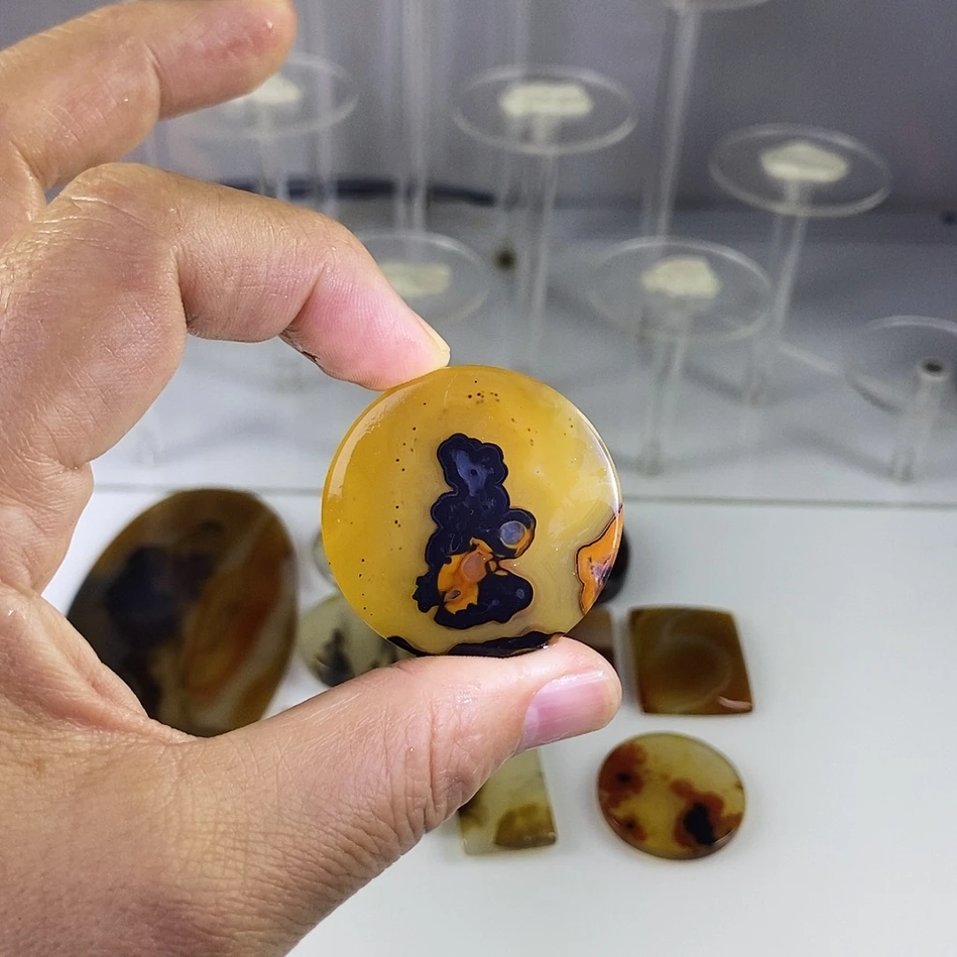 合成碳硅石非金属时尚图纹画面石饰品
