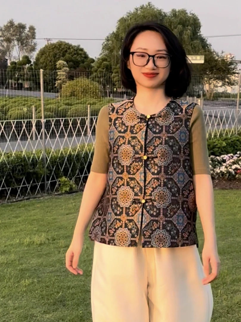 【仙草宝相花】韩如艺新中式国风织金桑蚕丝轻奢宋锦马甲秋冬百搭