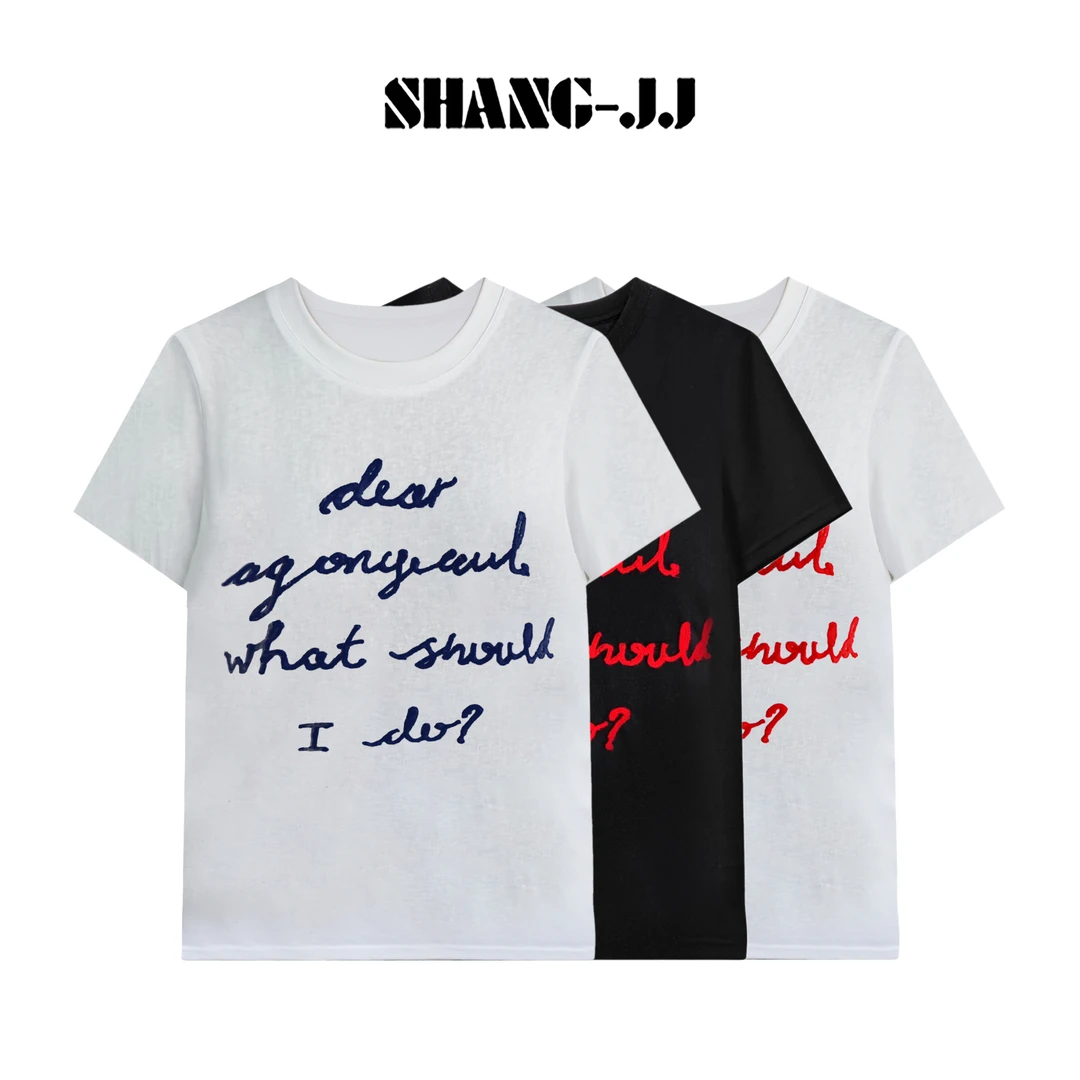 SHANG-JJ【心动字母】25ss新品重磅莱赛尔透气舒适气质T恤q134448p