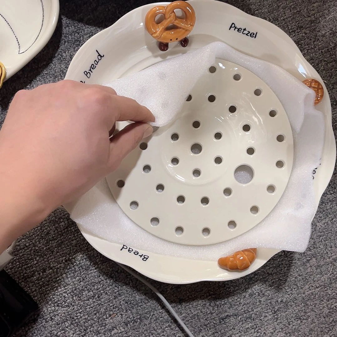 陶瓷十寸沥水饺子盘碱水结