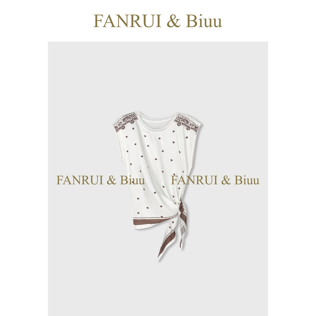 FANRUI/泛芮「南柯一梦」夏季轻薄透气洋气不规则无袖系带T恤B16435