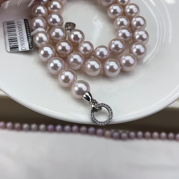 淡水珍珠颈饰银S925镶嵌卡11极光炫彩蔓塔玫瑰高品