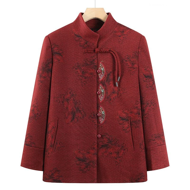 老年人春装外套女新中式妈妈国风女装气质奶奶唐装上衣老太太衣服