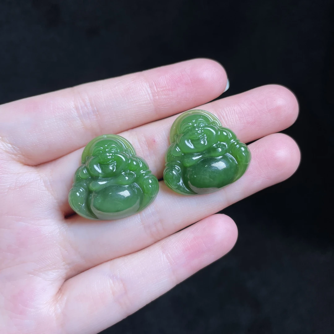 L【玉氏珠宝】和田玉碧玉佛公吊坠-约22*23*7mm多样性发一CAN282013