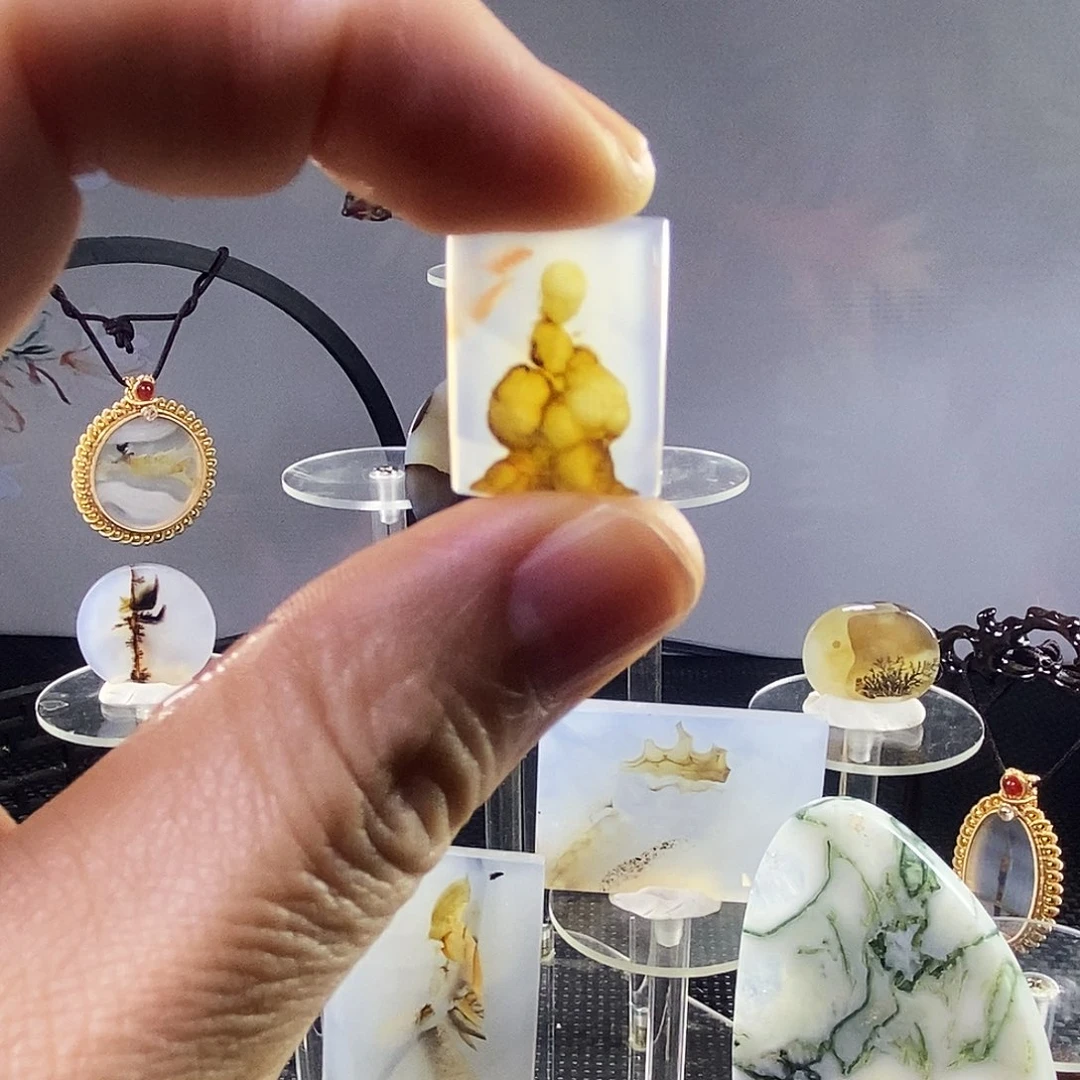 合成碳硅石非金属时尚图纹画面石饰品