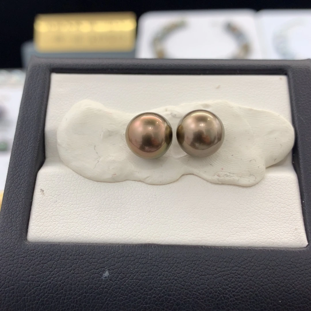 未镶嵌裸珠定制海水珍珠9.1mm无暇咖啡金对珠