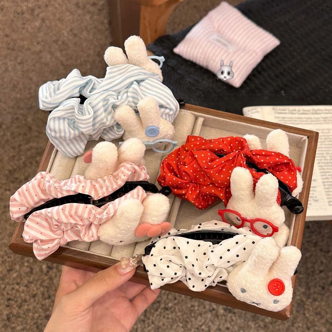 时尚可爱波点大号米菲兔巨显发量多香蕉夹后脑勺盘发百搭少女jjj