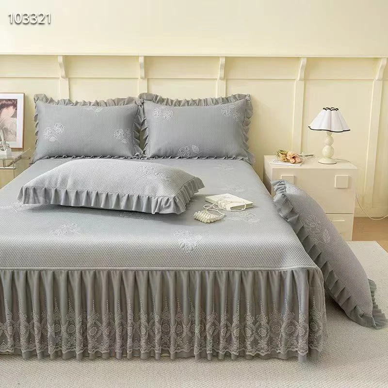 【灰色】轻奢凉席软席床裙款双人床单人床公主风防滑床