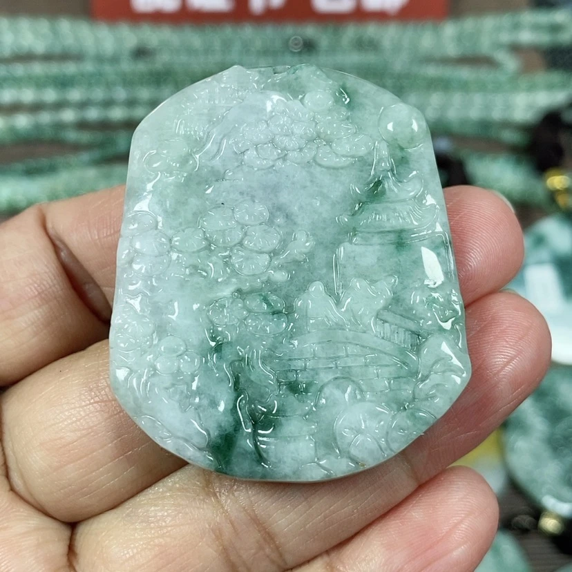 【闪购商品】翡翠颈饰未镶嵌玉吊坠翡翠玉山水牌