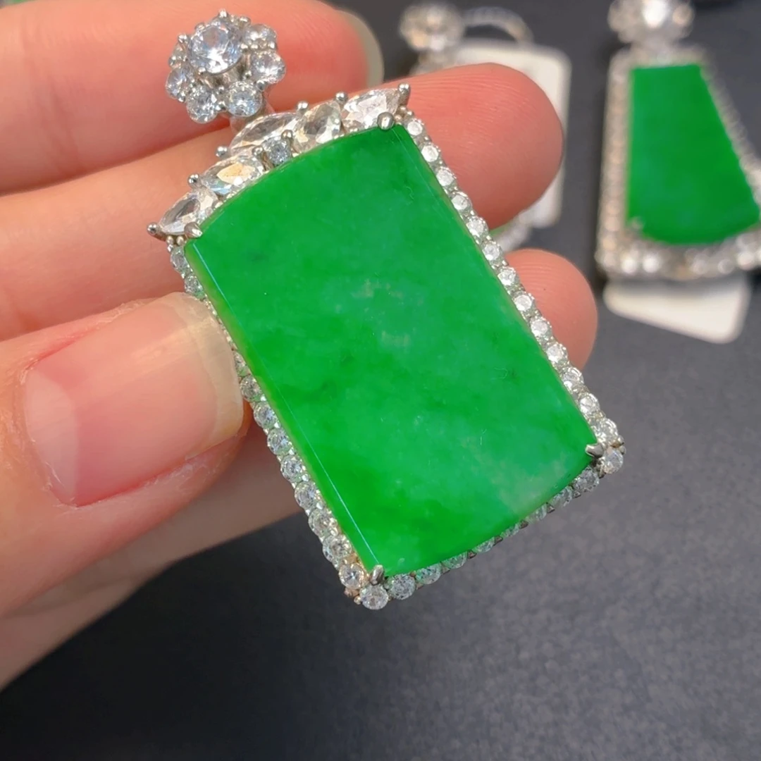 翡翠银S925镶嵌吊坠(不含链)