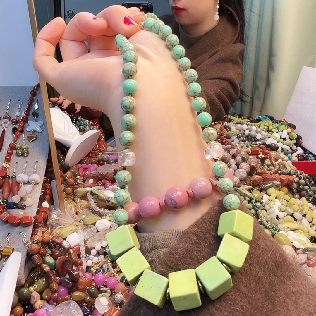 玛瑙/玉髓合金颈饰松石长45