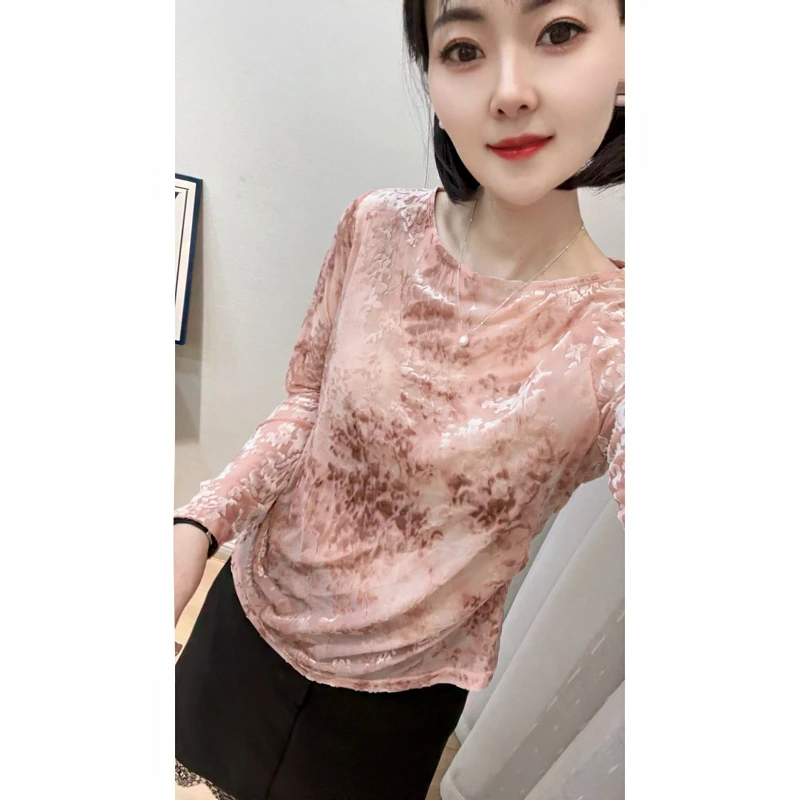 渐变丝绒提花小衫25112