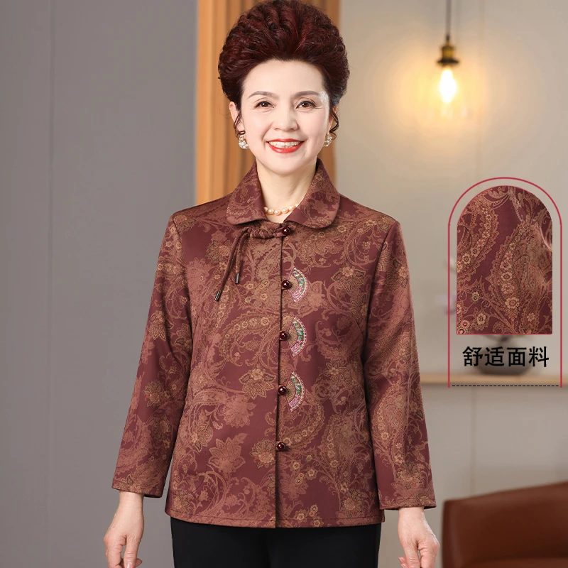 气质中老年人女春装国风外套2025新款奶奶轻薄妈妈唐装老太太上衣