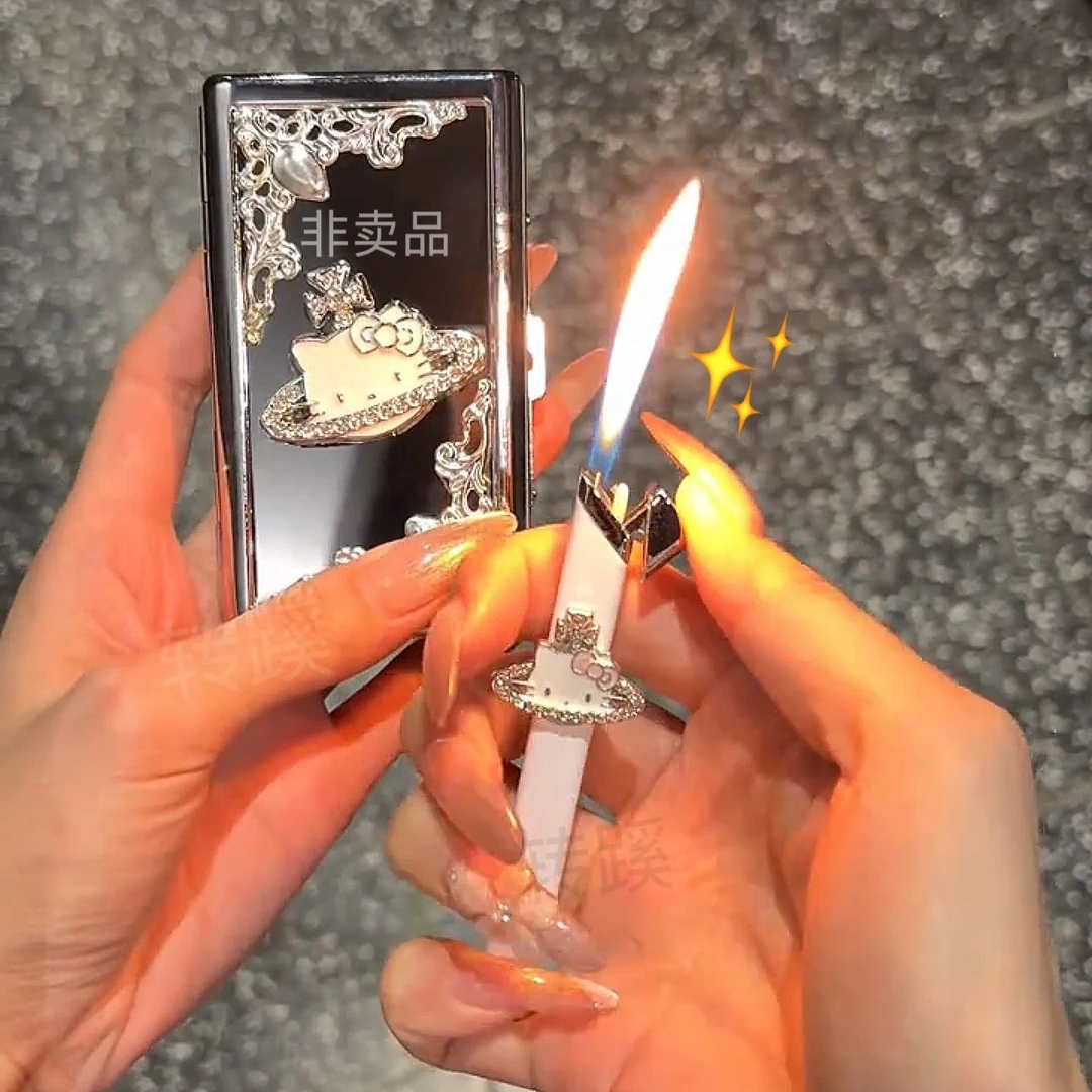 网红小巧可爱KT猫土星烟盒打火机充气创意手作送男女友闺蜜礼物潮