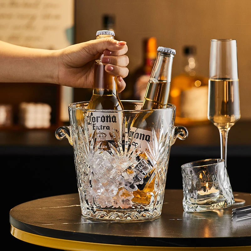 创意个性水晶玻璃冰桶红酒啤酒保温桶家用KTV酒吧大冰块桶香槟桶