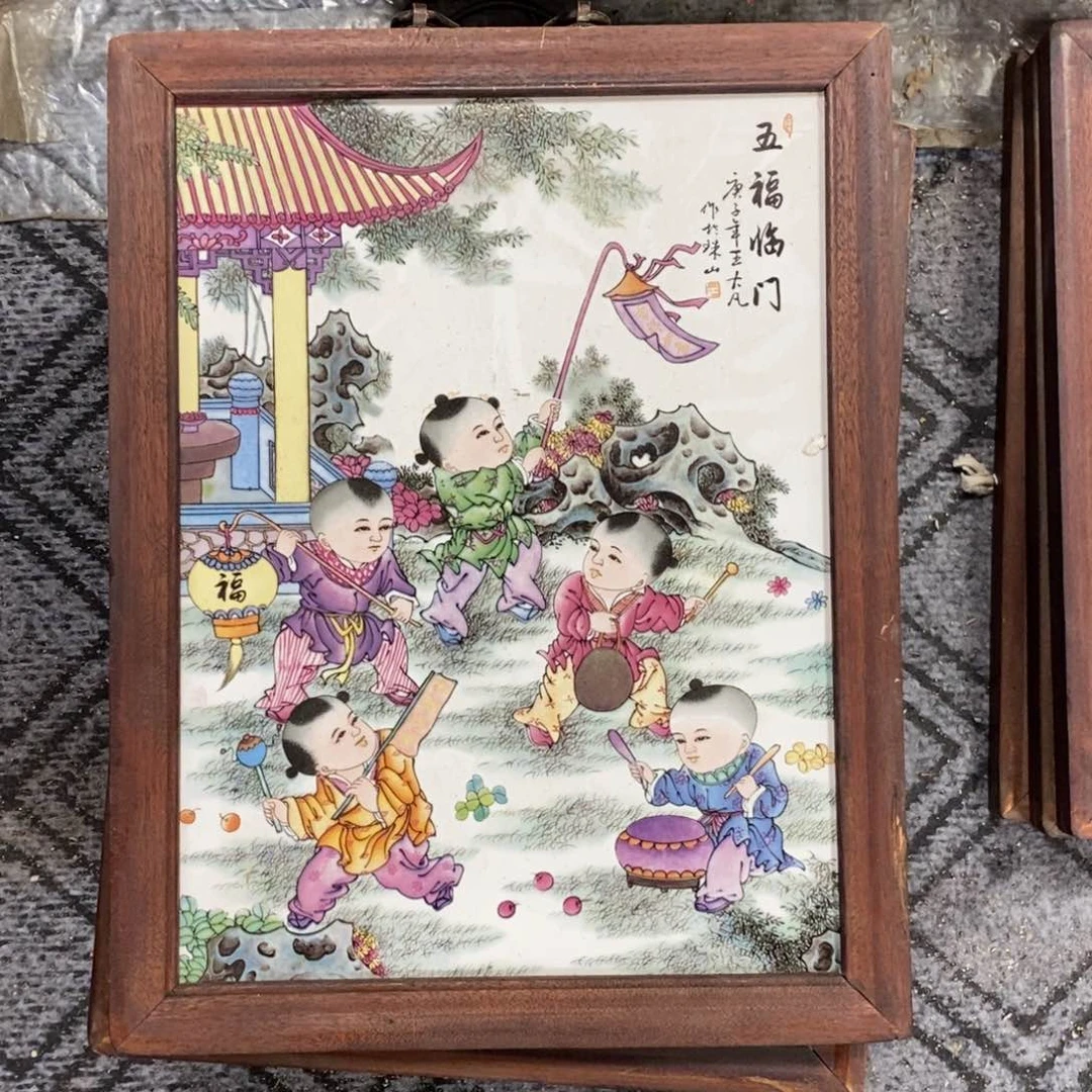 瓷片37*28 景德镇瓷板画柴窑烧制