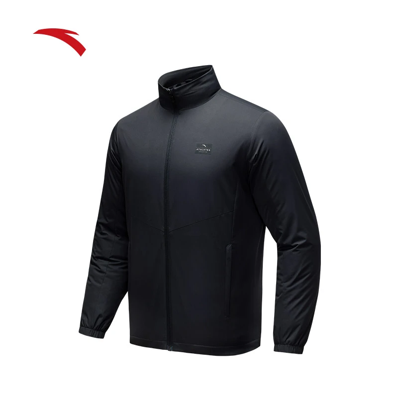 【安踏·行政夹克】安踏防泼水外套男款丝光绒立领夹克加绒保暖外套