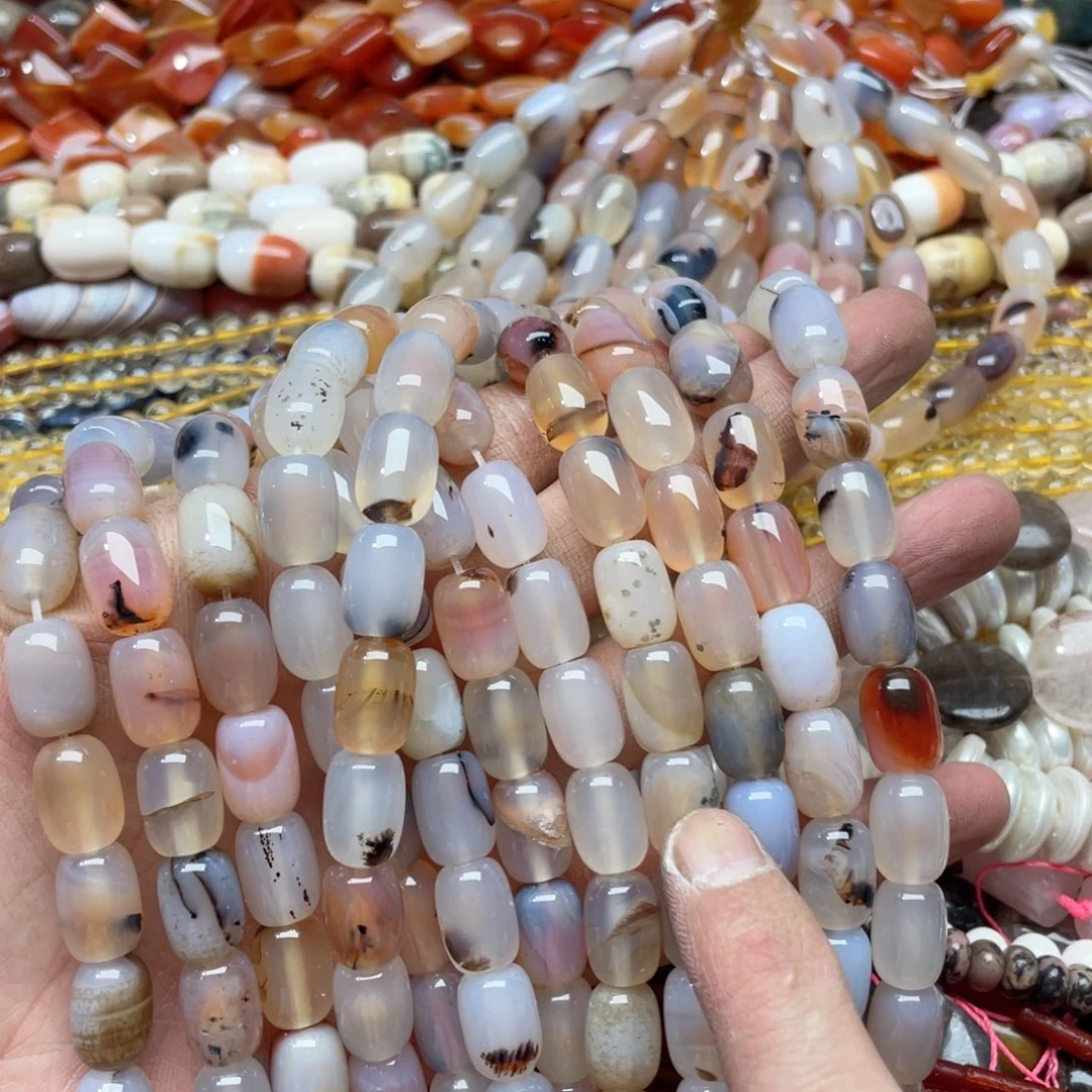 玛瑙/玉髓合金珠宝半成品一条10x14m盐源飘花玛瑙