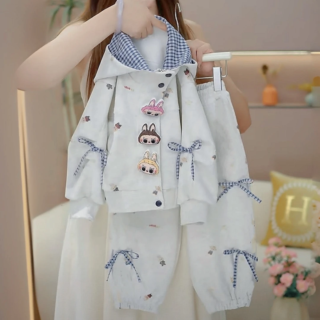 拉布布女童套装春秋季2025新款儿童外套女孩秋装百搭休闲套装