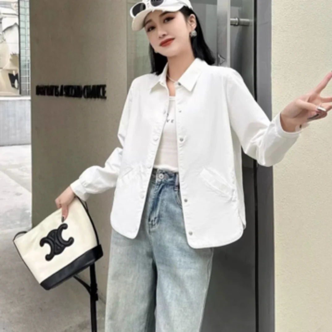 时尚衬衣外套女2025春季新款韩版宽松显瘦小个子百搭休闲夹克上衣