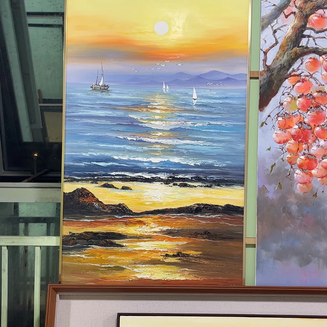 油画格****j海浪80/140带框-///