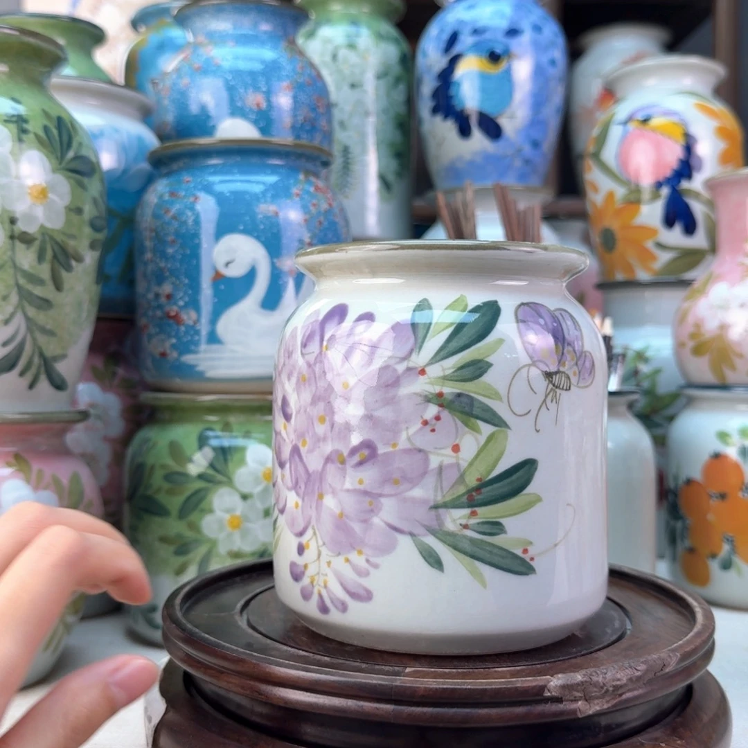 景德镇陶瓷手绘花瓶无孔