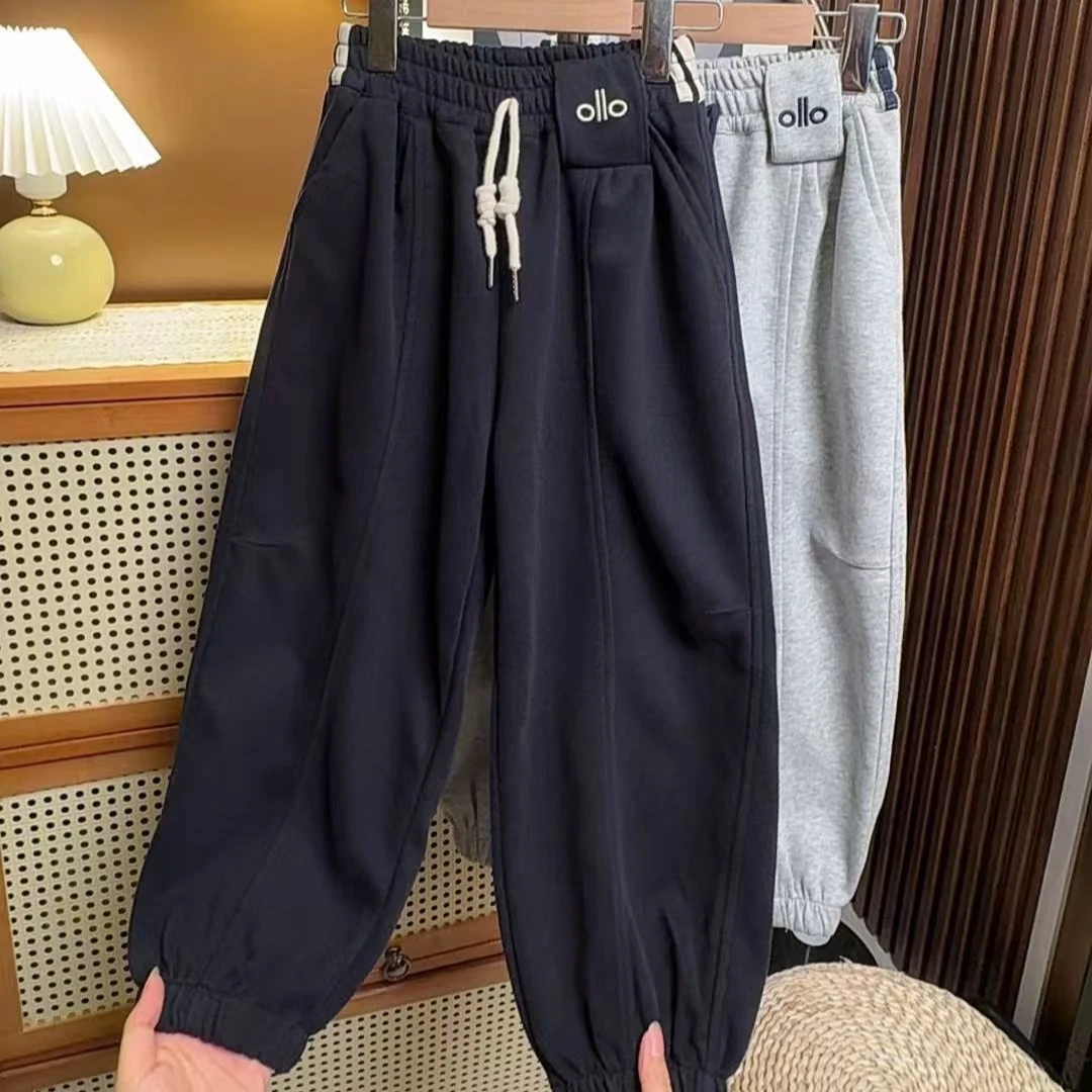 秋季新款~潮牌个性纯棉休闲卫裤2025中大童随性百搭款长裤00341