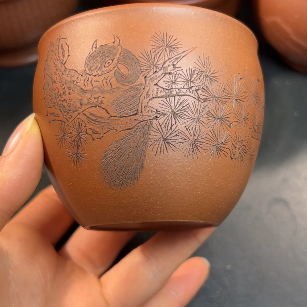 紫砂茶杯主人杯刻绘