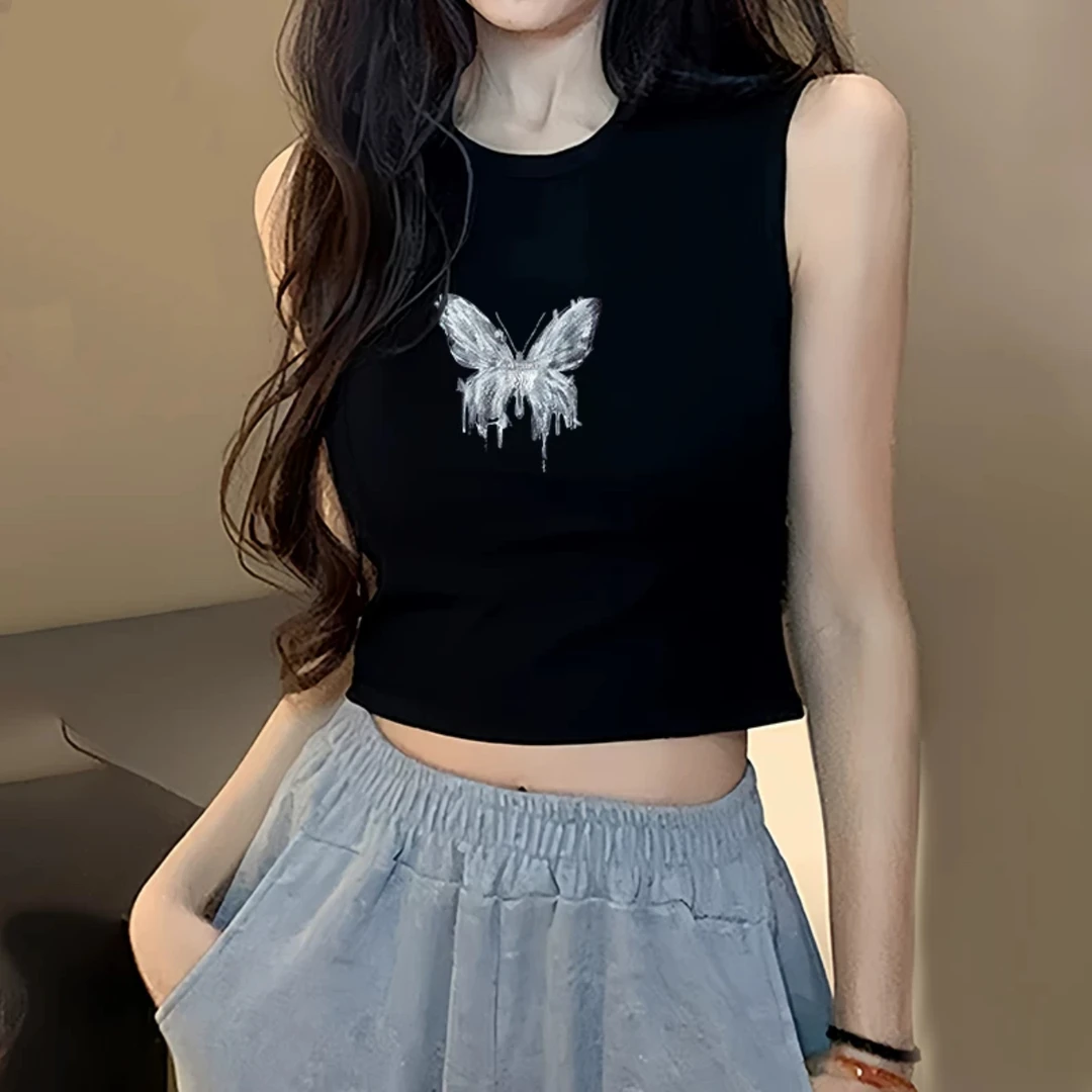 美式黑色复古辣妹吊带背心女夏季通勤新款修身显瘦外穿无袖上衣