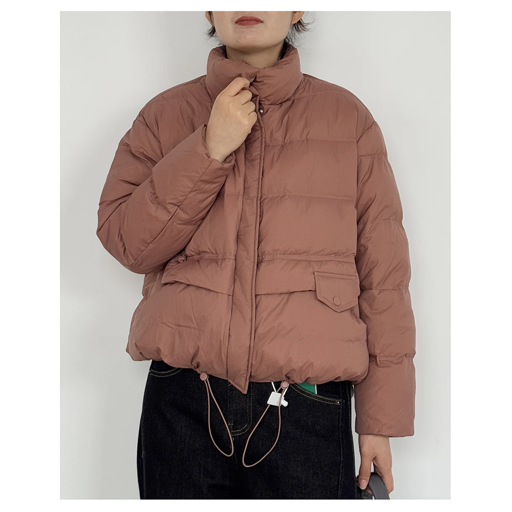 8871 秋冬新款女士时尚百搭宽松拉链开衫长袖保暖轻薄羽绒服