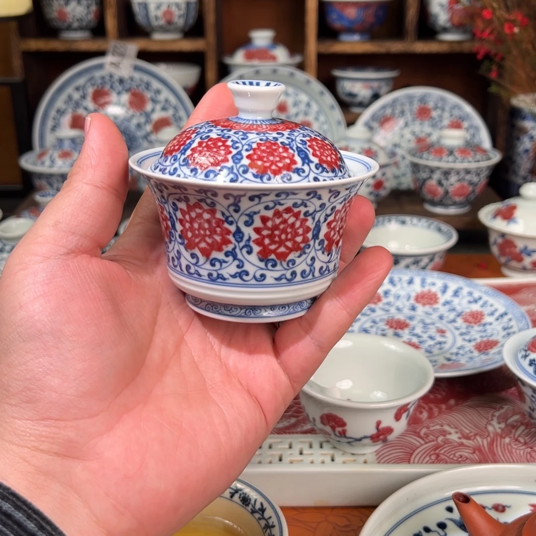 景德镇高温原矿釉里红手绘