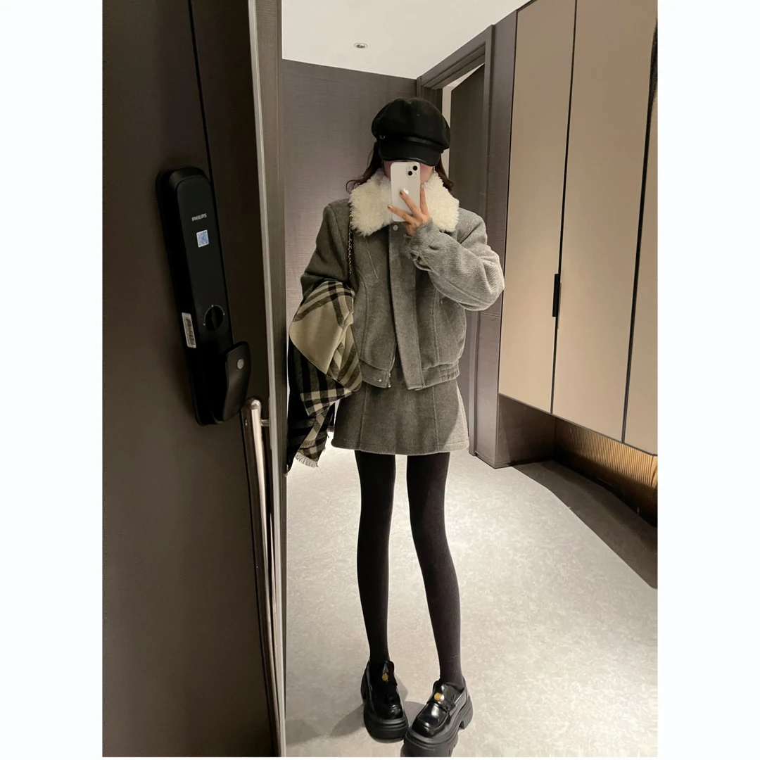L & L 云云【体制内女友】 90白鸭绒/羊毛混色定染冬日早八毛呢套装