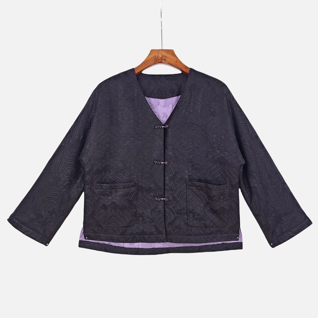 【纱梦】桑蚕丝香云纱中国风气质复古休闲时尚长袖棉衣女2412596