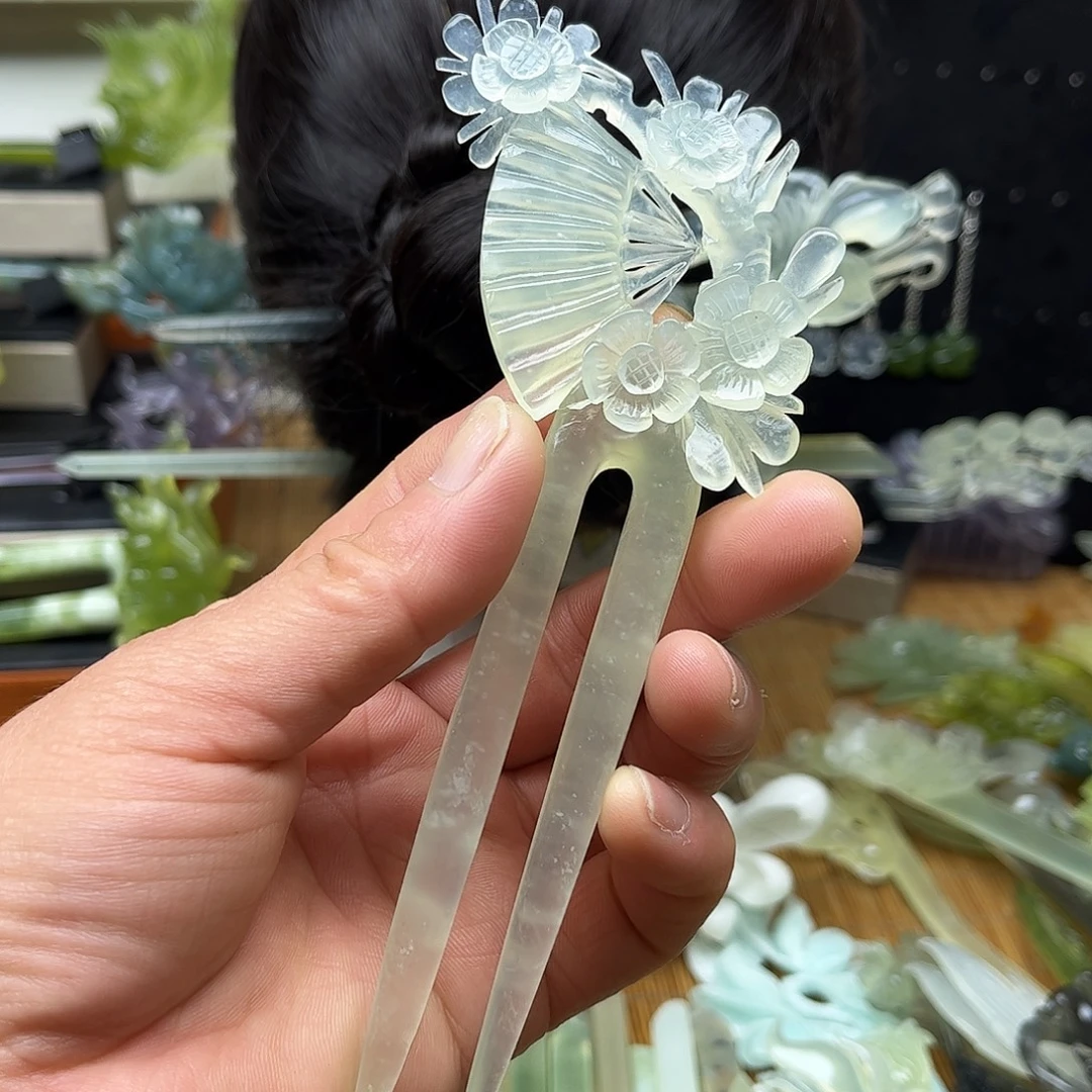 非金属天然岫玉发簪