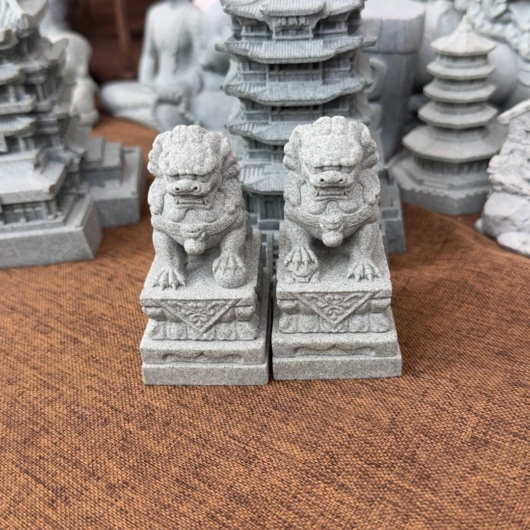 石材青砂石石狮子一对7