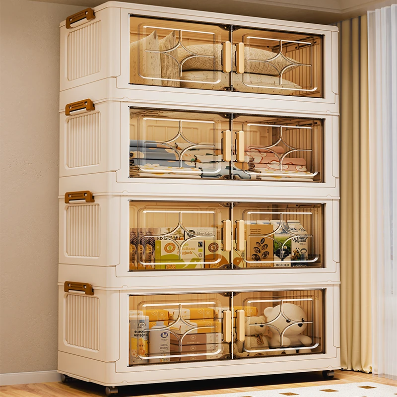 家用可折叠衣柜收纳柜卧室大容量衣服收纳箱多层带轮储物柜整理箱