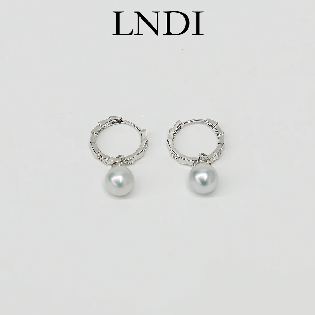 【LNDI】S925银海水真多麻珍珠耳扣8-9MM