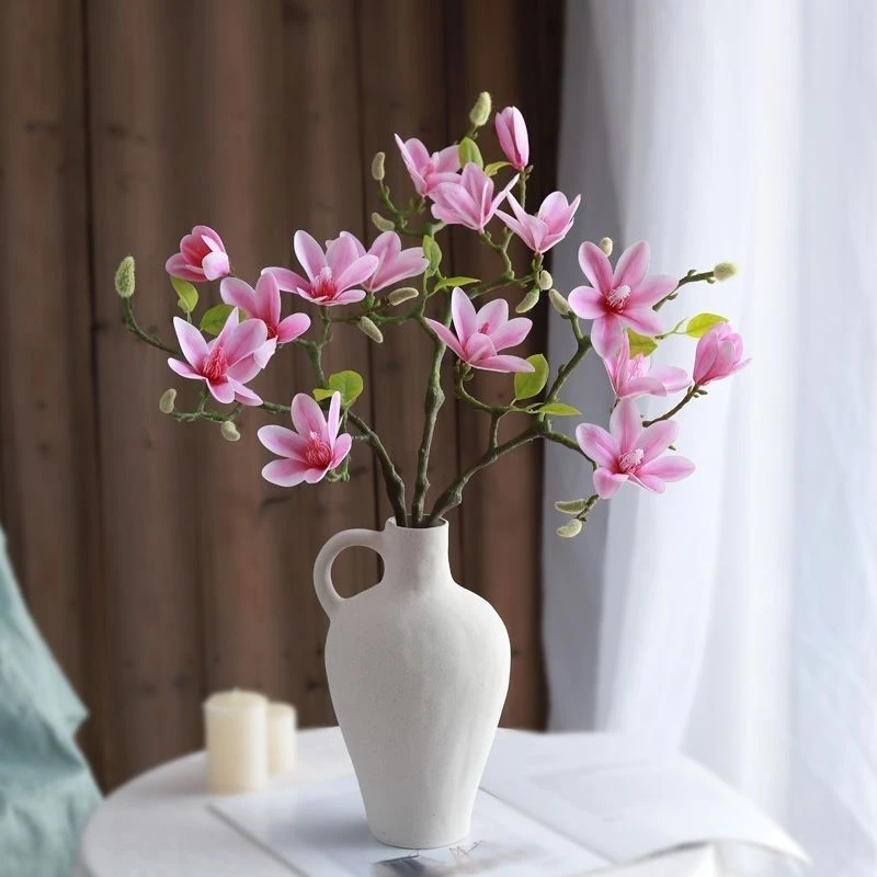 仿真小玉兰客厅手感胶片仿真花假花多头风家居摆件装饰逼真高级感