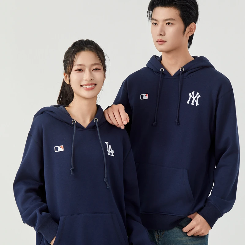 美版职棒卫衣帽衫连帽卫衣加绒面料刺绣NY/LA款男女款美版47brand