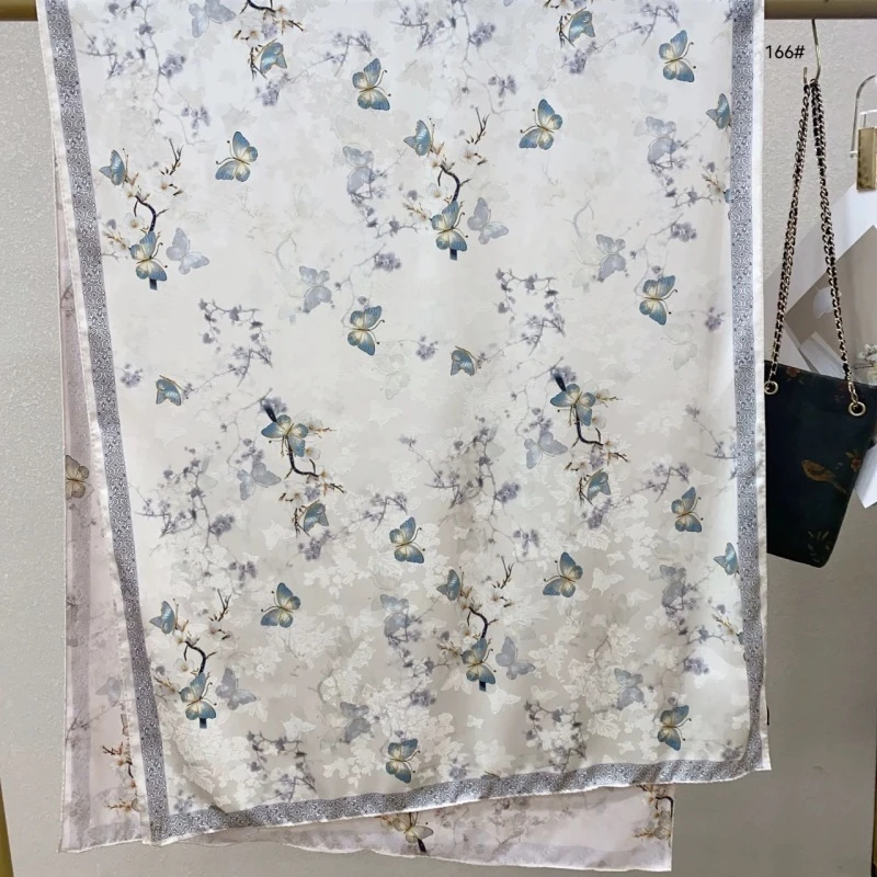 X2-335 梅花春蝶 香云纱花萝 长巾围巾 180*70左右