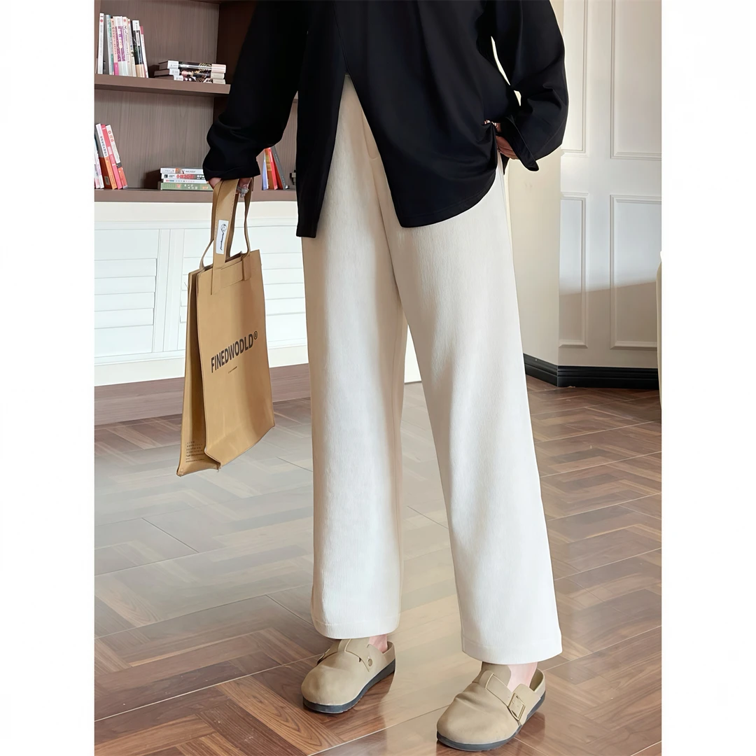 大码女装秋季简约花契200斤胖mm松弛感焊腿上显瘦法棍裤15703-C