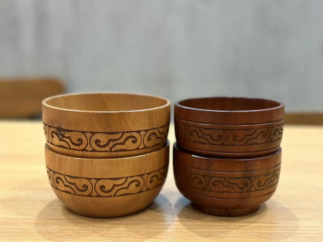 相思木碗民族花纹木碗小号