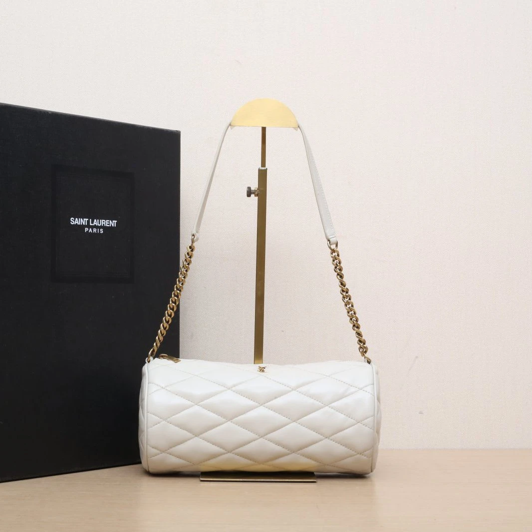 95新 YSL/圣罗兰 【娇】Sade 圆桶单肩包皮革S 093433