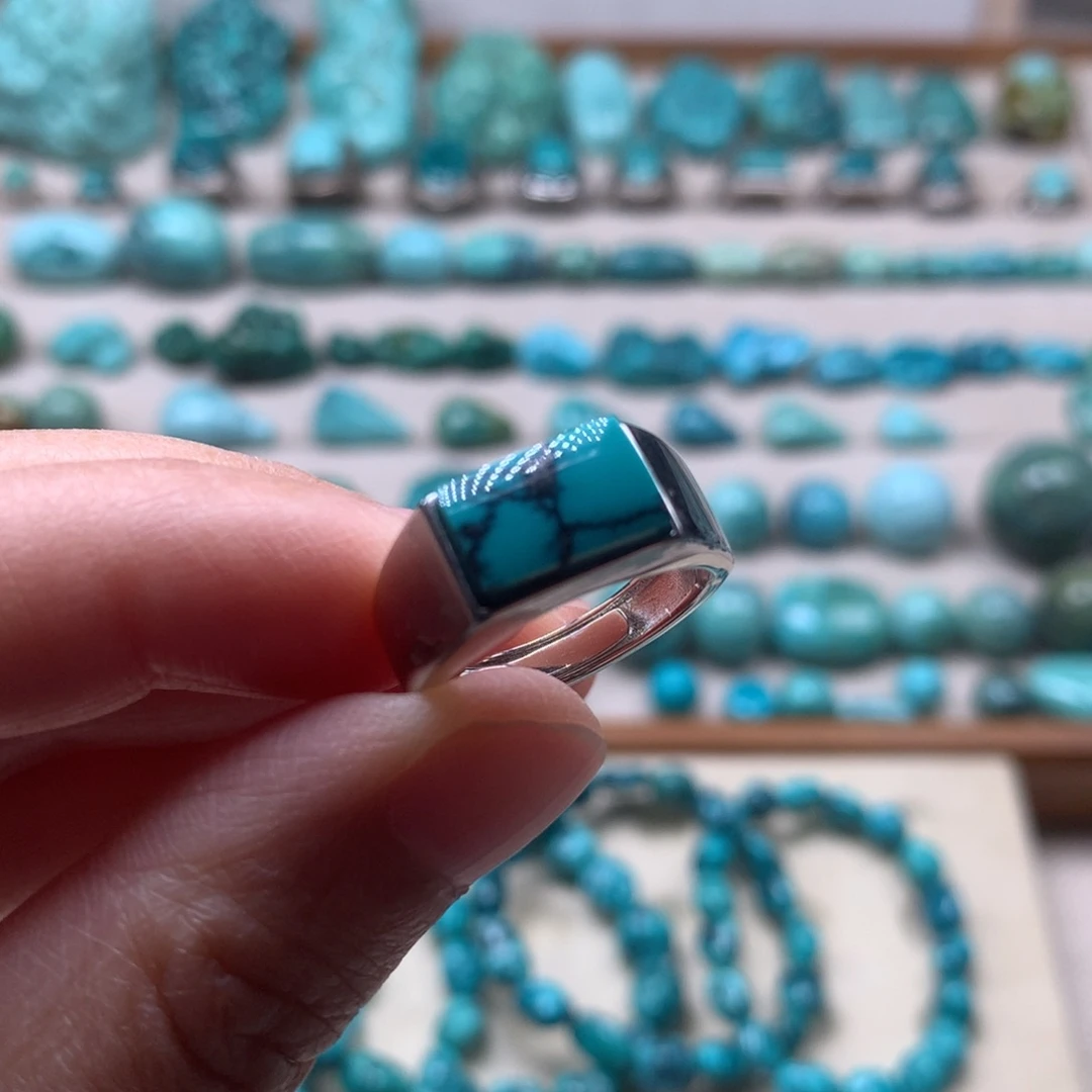 银S925镶嵌绿松石挂件