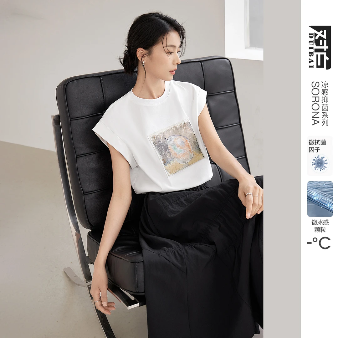 【黛一专属】D01对白X凯伊莱文联名短袖T恤女印花宽松上衣EDT075