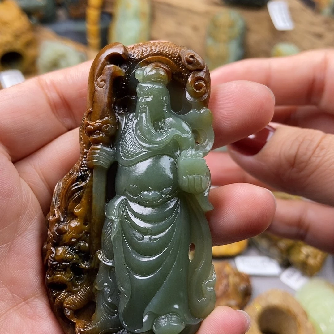 岫岩河磨玉（透闪石质玉）手把未镶嵌用****6